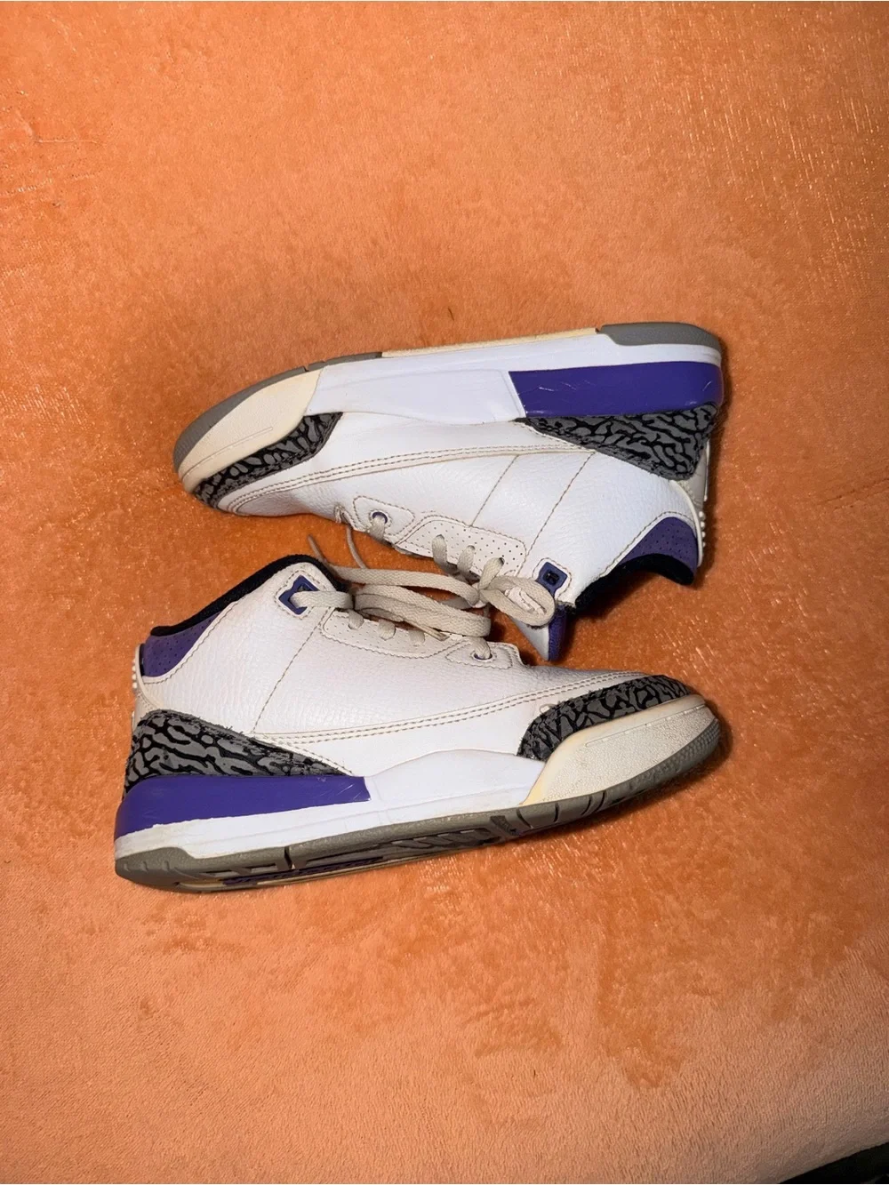 Nike Air Jordan 3 Retro PS 'Dark Iris' White/Purple (Size 2Y)